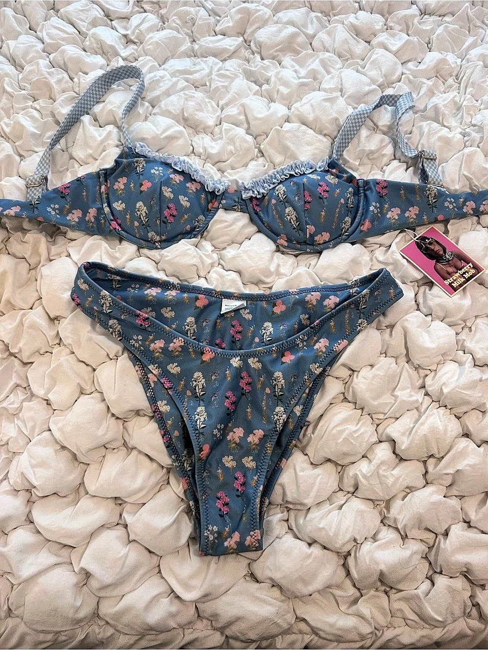 Strawberry Milk Mob Brad’s Favorite Bikini Floral Set Blue & Pink